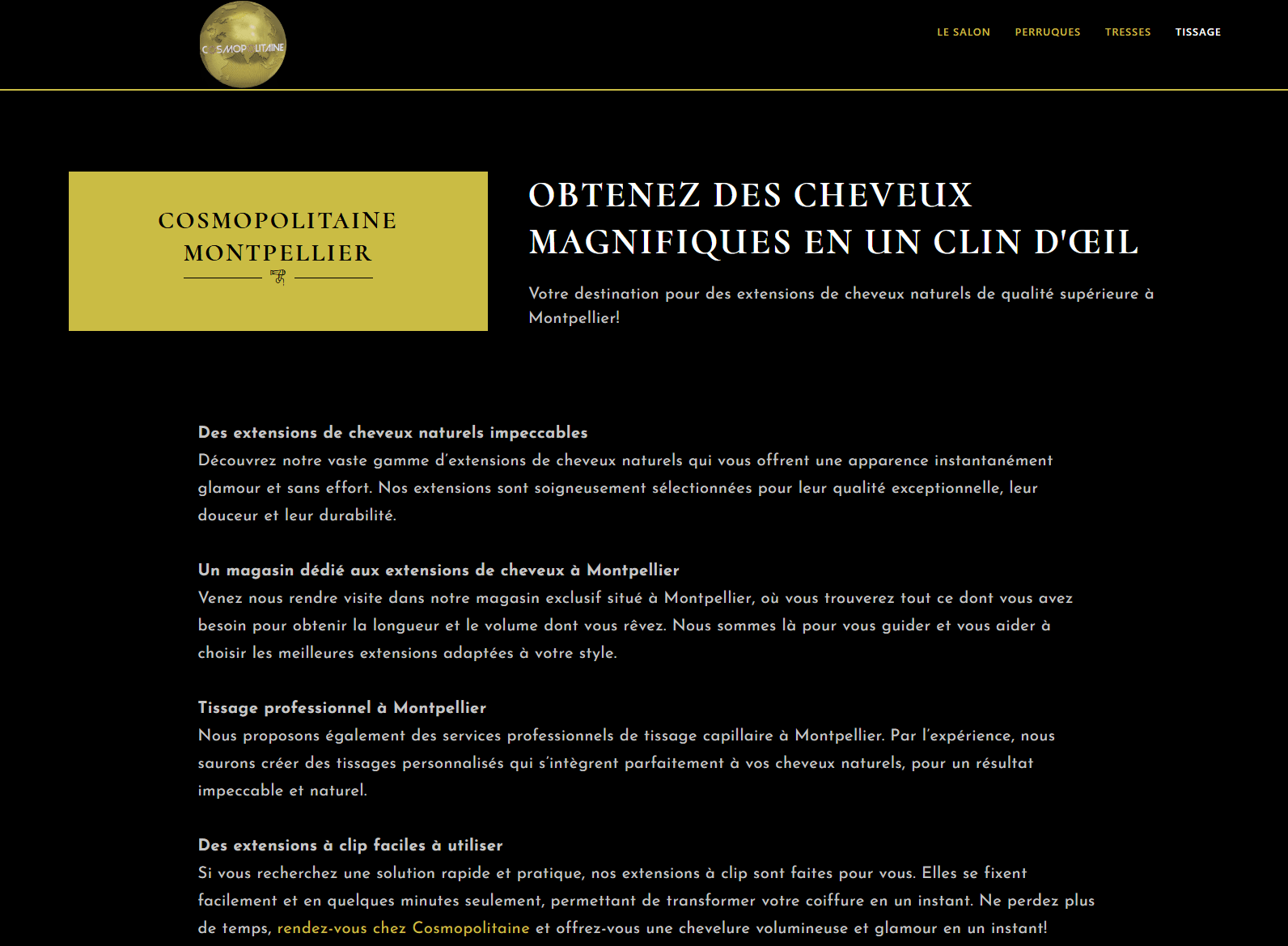 Cosmopolitaine Montpellier extensions de cheveux et tissage